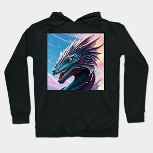 Intricate Blue and White Scaled Dragon at Sunrise Hoodie